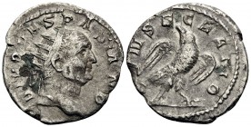 Divus Vespasian, died 79. Antoninianus (Billon, 21 mm, 2.64 g, 12 h), commemorative issue, struck under Trajan Decius, Rome, 251. DIVO VESPASIANO Radi...