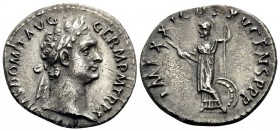 Domitian, 81-96. Denarius (Silver, 19 mm, 3.30 g, 5 h), Rome, 90-91. IMP CAES DOMIT AVG GERM P M TR P X Laureate head of Domitian to right. Rev. IMP X...