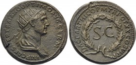 Trajan, 98-117. Dupondius (Orichalcum, 24 mm, 8.37 g, 5 h), Rome, for circulation in Syria, 20 February - 9 December 116. IMP CAES NER TRAIANO OPTIMO ...