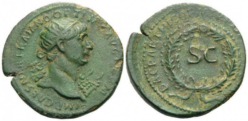 Trajan, 98-117. Dupondius (Orichalcum, 23 mm, 7.57 g, 5 h), Rome, but for use in...