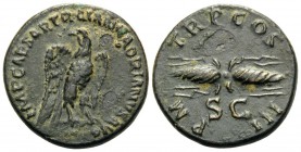 Hadrian, 117-138. Quadrans (Copper, 17.5 mm, 3.14 g, 6 h), Rome, 121-122. IMP CAESAR TRAIAN HADRIANVS AVG Eagle, with spread wings, standing right, hi...