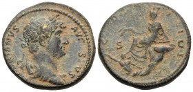 Hadrian, 117-138. As (Bronze, 23 mm, 9.68 g, 7 h), struck in Rome for circulation in the eastern provinces, 125-128. HADRIANVS AVGVSTVS Laureate, drap...