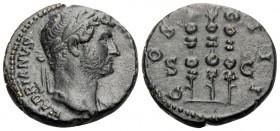 Hadrian, 117-138. Quadrans (Copper, 16.5 mm, 3.07 g, 7 h), Rome, 125-128. HADRIANVS AVGVSTVS P P Laureate head of Hadrian to right. Rev. COS III / S C...