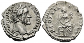 Antoninus Pius, 138-161. Denarius (Silver, 18 mm, 3.34 g, 5 h), Rome, 139. ANTONINVS AVG PIVS P P IMP II Laureate head of Antoninus Pius to right. Rev...