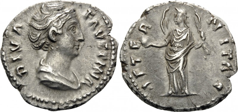 Diva Faustina Senior, died 140/1. Denarius (Silver, 18 mm, 3.22 g, 6 h), struck ...