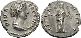 Diva Faustina Senior, died 140/1. Denarius (Silver, 18 mm, 3.22 g, 6 h), struck under her husband, Antoninus Pius, Rome, struck to commemorate her dea...