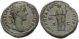Commodus, 177-192. Dupondius (Bronze, 25 mm, 13.52 g, 12 h), Struck under his father, Marcus Aurelius, Rome, 178. L AVREL COMMO-DVS AVG TR P III Radia...