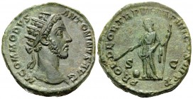 Commodus, 177-192. Dupondius (Bronze, 25 mm, 13.03 g, 6 h), Rome, 181. M COMMODVS ANTONINVS AVG Radiate head of Commodus to right. Rev. PROVI DEOR TR ...
