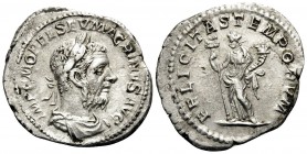 Macrinus, 217-218. Denarius (Silver, 21 mm, 3.04 g, 6 h), Rome. IMP C M OPEL SEV MACRINVS AVG Laureate and cuirassed bust of Macrinus to right. Rev. F...