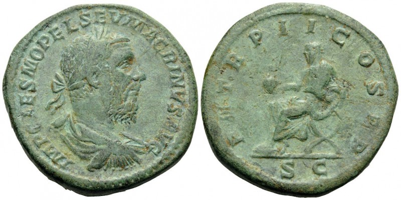 Macrinus, 217-218. Sestertius (Orichalcum, 31 mm, 25.67 g, 11 h), Rome, 218. IMP...