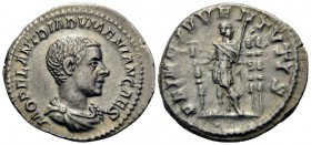 Diadumenian, as Caesar, 217-218. Denarius (Silver, 20 mm, 3.13 g, 1 h), Rome. M OPEL ANT DIADVMENIAN CAES Draped bust of Diadumenian to right. Rev. PR...