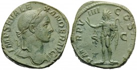 Severus Alexander, 222-235. Sestertius (Orichalcum, 31 mm, 19.28 g, 10 h), Rome, 230. IMP SEV ALE-XANDER AVG Laureate bust of Severus Alexander to rig...
