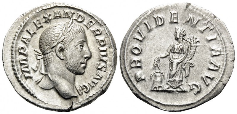Severus Alexander, 222-235. Denarius (Silver, 21 mm, 2.69 g, 6 h), Rome, 232. IM...