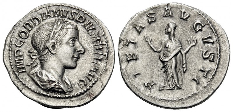 Gordian III, AD 238-244. Denarius (Silver, 21 mm, 3.56 g, 6 h), Rome, 240. IMP G...