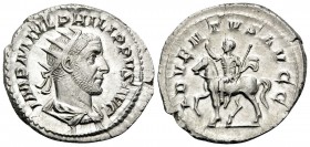 Philip I, 244-249. Antoninianus (Silver, 24 mm, 3.95 g, 6 h), Rome, 245. IMP M IVL PHILIPPVS AVG Radiate, draped and cuirassed bust of Philip I to rig...
