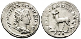 Philip II, 247-249. Antoninianus (Silver, 22 mm, 4.43 g, 6 h), Ludi Saeculares (Secular Games) issue, celebrating the 1000th anniversary of Rome, mint...