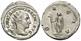 Trajan Decius, 249-251. Antoninianus (Silver, 22 mm, 5.05 g, 12 h), Rome. IMP C M Q TRAIANVS DECIVS AVG Radiate and cuirassed bust of Decius to right....
