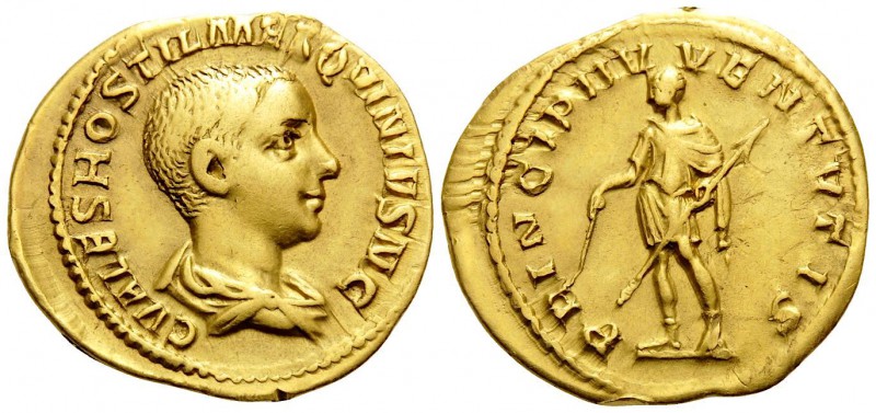 Hostilian, as Caesar, 250-251. Aureus (Gold, 20 mm, 3.73 g, 6 h), Rome, 251. C V...