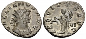 Gallienus, 253-268. Antoninianus (Silver, 20 mm, 3.45 g, 5 h), Rome, 263. GALLIENVS AVG Radiate, draped and cuirassed bust of Gallienus to right. Rev....