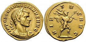 Aurelian, 270-275. Aureus (Gold, 19.5 mm, 5.26 g, 2 h), Rome, October - December 270. IMP C DOM AURELIANVS P F AVG Laureate, slightly draped and cuira...