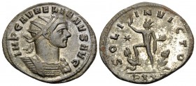 Aurelian, 270-275. Antoninianus (Bronze, 23 mm, 3.60 g, 12 h), Ticinum, 1st officina (P), June - September 274. IMP C AVRELIANVS AVG Radiate and cuira...
