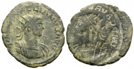 Aurelian, 270-275. Antoninianus (Billon, 23 mm, 3.96 g, 12 h), Obverse brockage. IMP AVRELIANVS AVG Radiate and cuirassed bust of Aurelian to right. R...