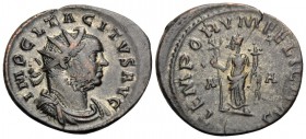 Tacitus, 275-276. Antoninianus (Billon, 23.5 mm, 4.09 g, 11 h), Lugdunum (Lyon), 1st officina (A), March-April 276. IMP CL TACITVS AVG Radiate, draped...