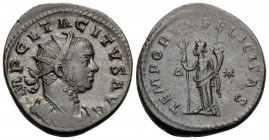 Tacitus, 275-276. Antoninianus (Billon, 23 mm, 4.50 g, 6 h), Lugdunum (Lyon), 4th officina (Δ), May-June 276. IMP CL TACITVS AVG Radiate, draped and c...