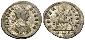 Probus, 276-282. Antoninianus (Billon, 24 mm, 3.49 g, 7 h), Rome, 4th officina, 279. IMP PROBVS AVG Radiate and cuirassed bust of Probus to right. Rev...