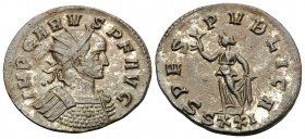 Carus, 282-283. Antoninianus (Billon, 22 mm, 3.51 g, 11 h), Ticinum, 282. IMP CARVS P F AVG Radiate and cuirassed bust of Carus to right. Rev. SPES PV...