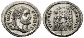 Maximianus Herculius, first reign, 286-305. Argenteus (Silver, 20 mm, 3.08 g, 12 h), Cyzicus, c. 294-295. MAXIMIA-NVS AVG Laureate head of Maximianus ...