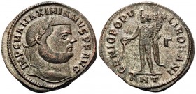 Maximianus Herculius, first reign, 286-305. Follis (Bronze, 28 mm, 9.55 g, 12 h), Antioch, 3rd officina, 299-300. IMP C M A MAXIMIANVS P F AVG Laureat...