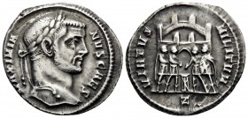 Galerius, as Caesar, 293-305. Argenteus (Silver, 18.5 mm, 2.53 g, 12 h), Rome, 7th officina (Z), 295-297. MAXIMIA-NVS CAES Laureate head of Galerius t...