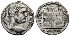 Constantius I, as Caesar, 293-305. Argenteus (Silver, 19 mm, 3.38 g, 12 h), Antioch, 8th officina (H), 297. CONSTANTI-VS CAESAR Laureate head of Const...