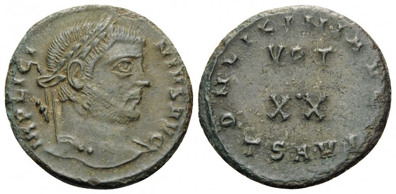 Licinius I, 308-324. Follis (Billon, 19 mm, 2.99 g, 12 h), Thessalonica, 6th off...