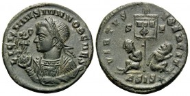 Licinius II, Caesar, 317-324. Follis (Bronze, 19 mm, 2.89 g, 7 h), Siscia, 1st officina, 320. LICINIVS IVN NOB CAES Laureate and cuirassed bust of the...