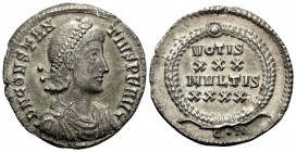 Constantius II, 337-361. Siliqua (Silver, 20 mm, 2.46 g, 6 h), Constantinople, 1st officina, 351-355. D N CONSTAN-TIVS P F AVG Pearl-diademed, draped ...