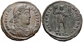Jovian, 363-364. (Bronze, 29 mm, 7.49 g, 6 h), Thessalonica, 1st officina (A). D N IOVIANV-S P F P P AVG Laurel and rosette-diademed, draped, and cuir...