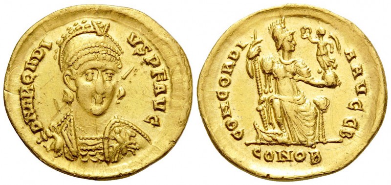 Arcadius, 383-408. Solidus (Gold, 20 mm, 4.29 g, 6 h), Constantinople, 2nd offic...