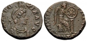 Aelia Eudoxia, Augusta, 400-404. (Bronze, 15.5 mm, 2.41 g, 12 h), struck under her husband Arcadius, Antioch, 3rd officina, 401-403. AEL EVDOXIA AVG P...