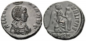 Aelia Eudoxia, Augusta, 400-404. (Bronze, 15.5 mm, 2.40 g, 1 h), struck under her husband, Arcadius, Constantinople, 1st officina (A). AEL EVDOXIA AVG...
