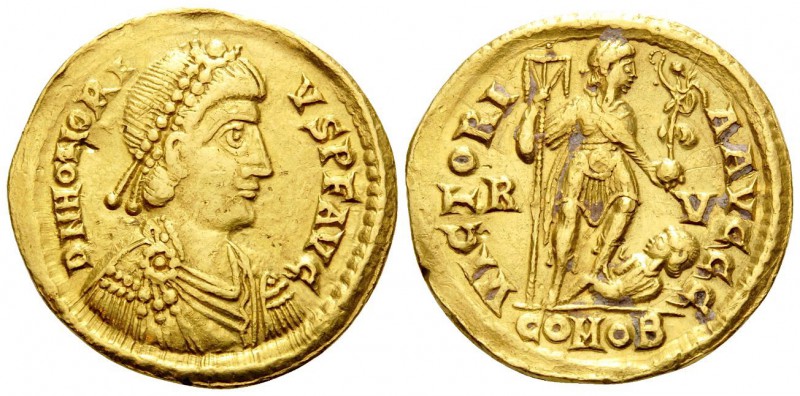 Honorius, 393-423. Solidus (Gold, 21 mm, 4.44 g, 5 h), Ravenna, 402-406. D N HON...