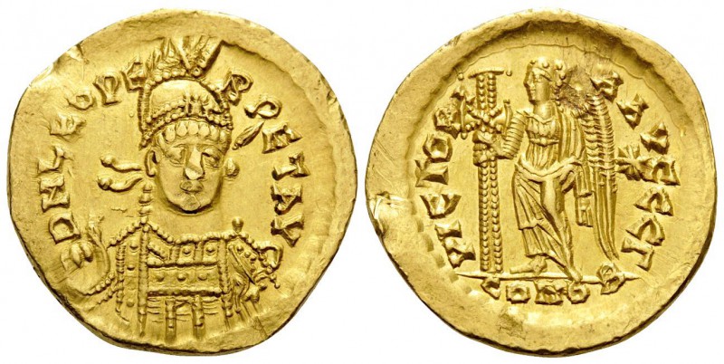 Leo I, 457-474. Solidus (Gold, 20 mm, 4.51 g, 5 h), Constantinople, 3rd officina...