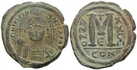 Justinian I, 527-565. 40 Nummia or Follis (Bronze, 32.5 mm, 17.96 g, 7 h), Constantinople, dated, regnal year 28 (XXSII) = 554-555. D N IVSTINI-ANVS P...