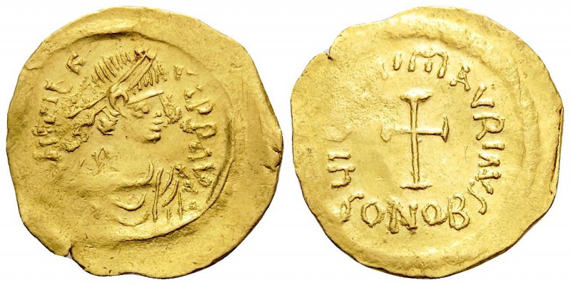 Maurice Tiberius, 582-602. Tremissis (Gold, 16.5 mm, 1.49 g, 7 h), Constantinopl...