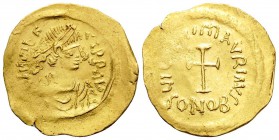 Maurice Tiberius, 582-602. Tremissis (Gold, 16.5 mm, 1.49 g, 7 h), Constantinople, 583/4-602. D N TIbЄRI P P AVC Diademed, draped and cuirassed bust o...