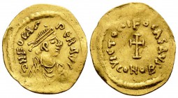 Phocas, 602-610. Tremissis (Gold, 17 mm, 1.44 g, 7 h), Constantinople, 607-610. d N FOCAS PER AV Diademed, draped and cuirassed bust of Phocas to righ...