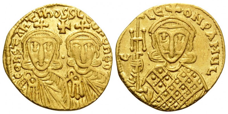 Constantine V Copronymus, with Leo IV, 741-775. Solidus (Gold, 20.5 mm, 4.43 g, ...