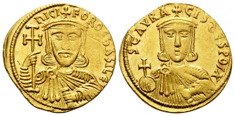 Nicephorus I, with Stauracius, 802-811. Solidus (Gold, 20 mm, 4.45 g, 5 h), Cons...