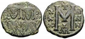 Leo V the Armenian, with Constantine, 813-820. Follis (Bronze, 20 mm, 4.52 g, 5 h), Constantinople. LEON S C-ONST' Facing busts of Leo V, with short b...